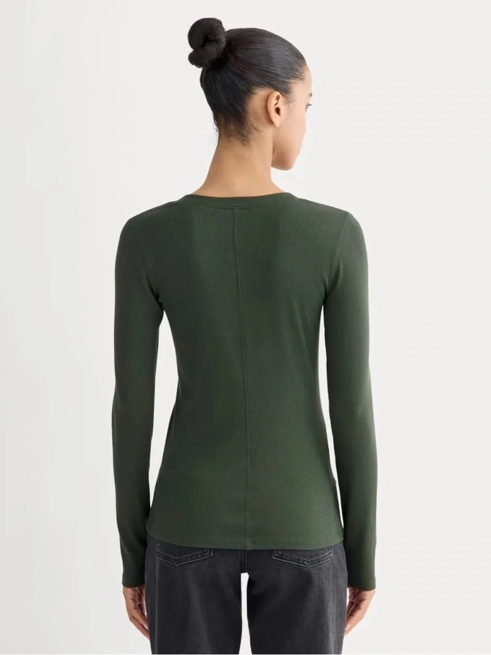 Everlane The Luxe Rib Henley Dark Forest Supima Cotton Size S NWOT